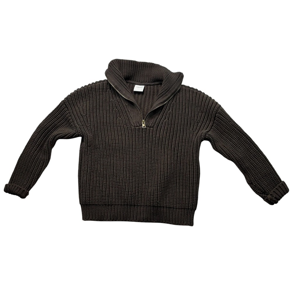 Varley Vine Half Zip Pullover Sweater Brown Ribbed Knit XS #1166